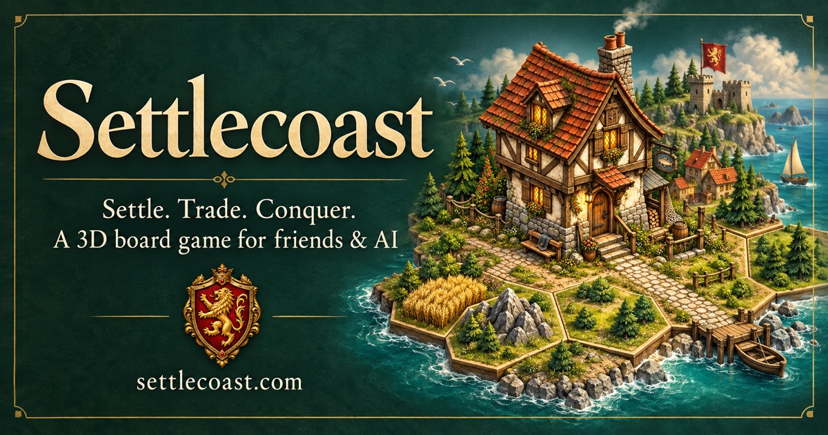 Settlecoast — Play Settlecoast, a 3D strategy board game in your browser. Gather, trade, and build…